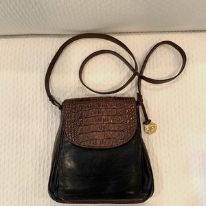 Vintage Brahmin Black and Brown Croc-Embossed Leather Purse